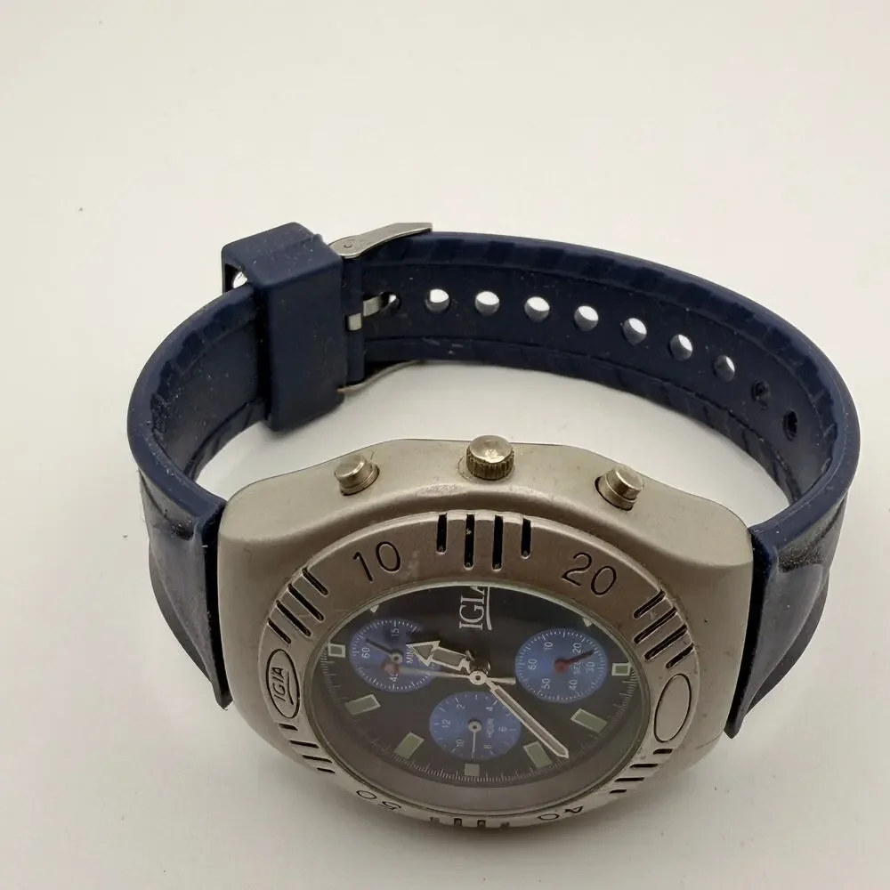 IGIA Multi-Dial Sport Watch - Blue & Green Scuba-Diver Style Working New Battery